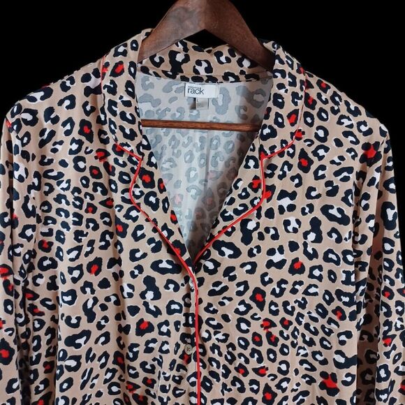 Nordstrom Rack Women Top Pants Cheetah Leopard 2pc Soft PJ's Sleepwear Set Sz L - Picture 9 of 10